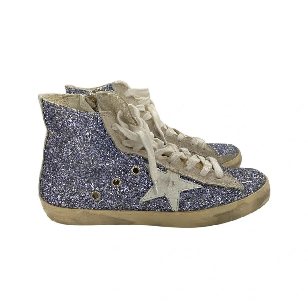 Golden Goose blue glitter Francy high-top sneakers - Picture 4 of 11